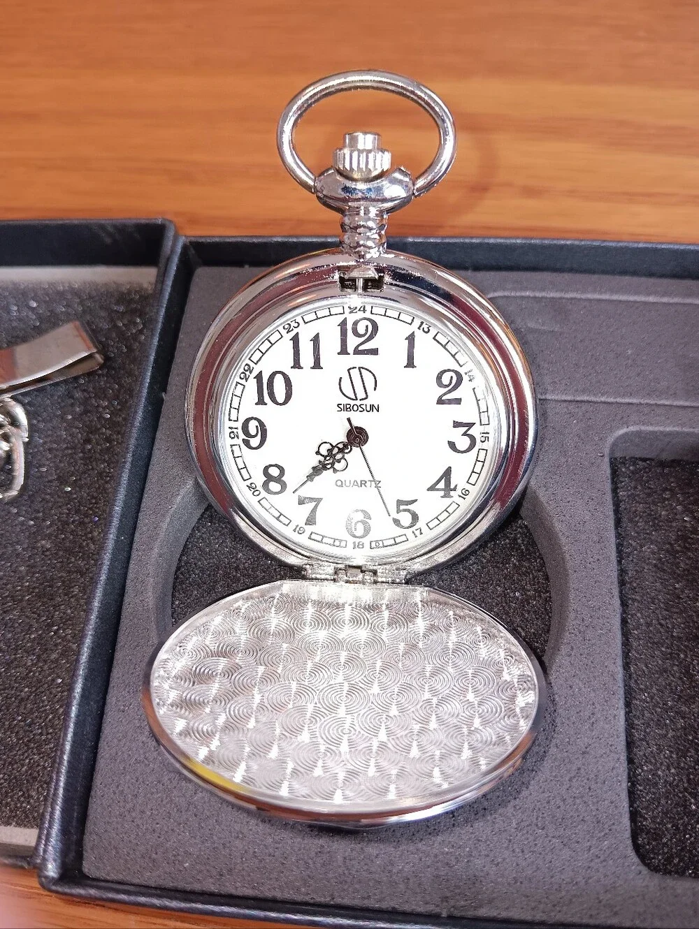 Silver Pocket Watch - White Dial New. Wrapped in Original Plastic. Inscribed